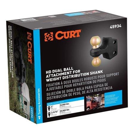 Curt HD Dual Ball Attachment for Weight Distribution Shank 45934